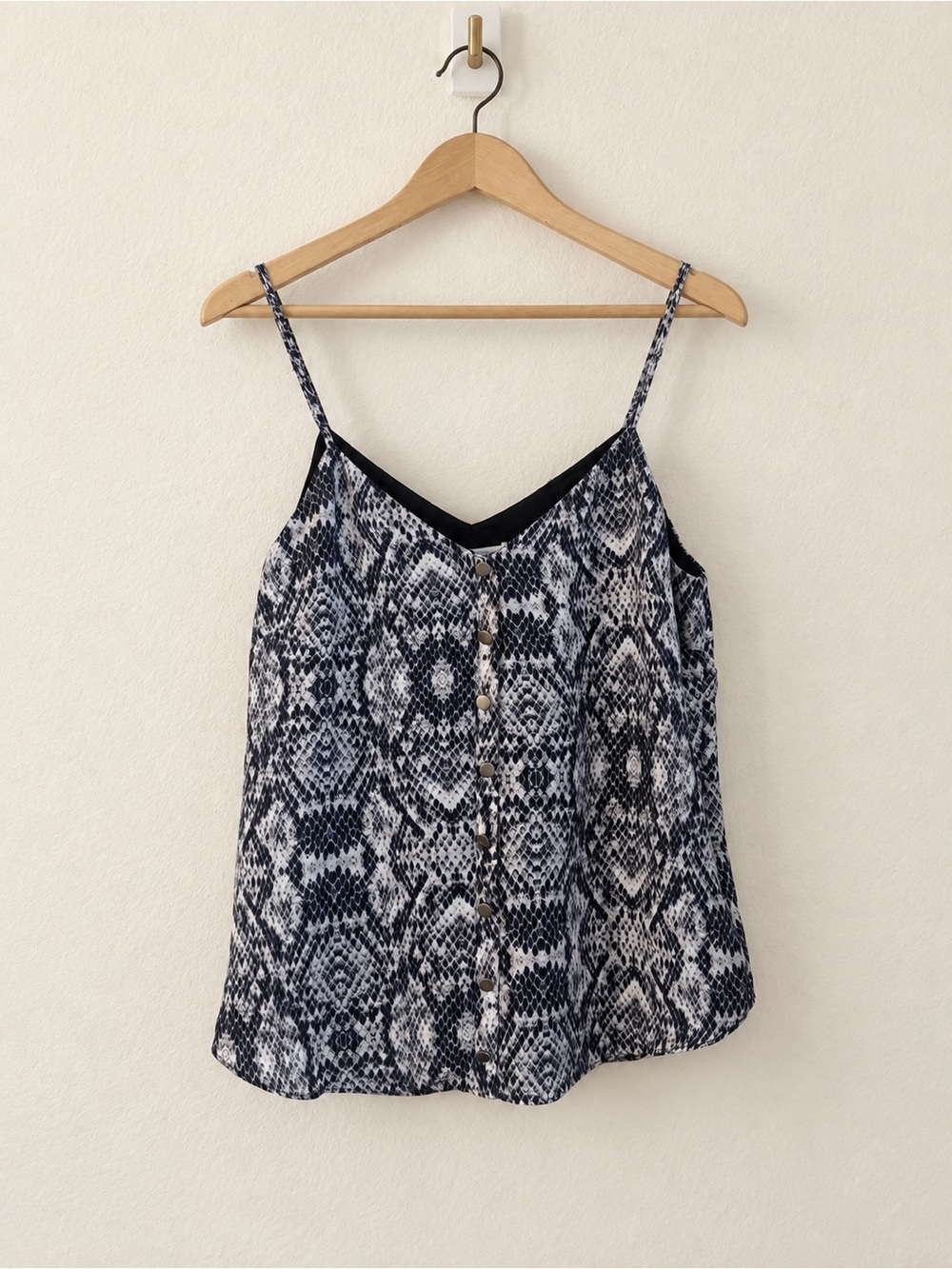 Amanda Uprichard Snakeskin Print Button Front Cami Top Size L